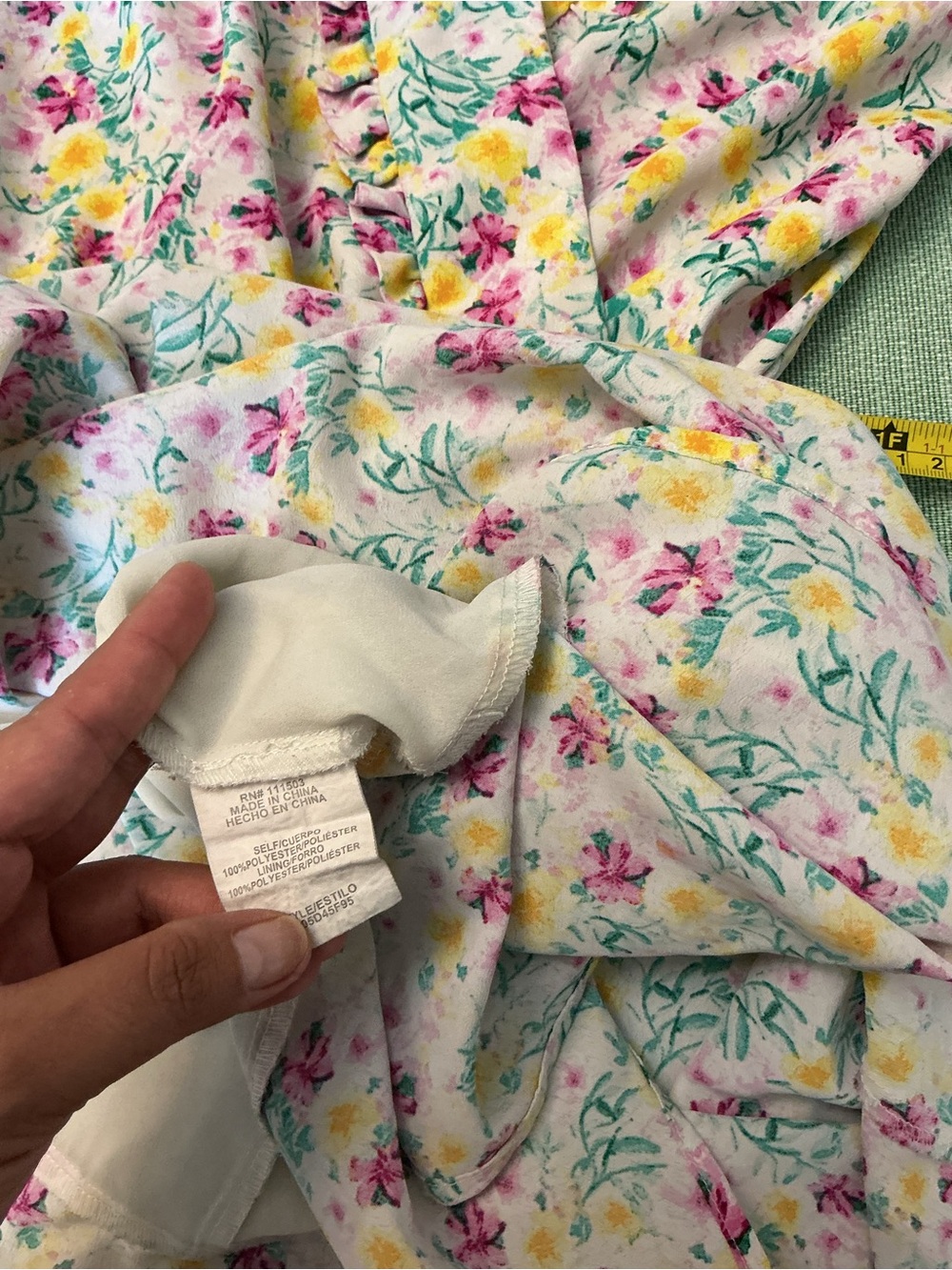 June & Hudson Floral Wrap Mini Dress White Pink Yellow Size S - Picture 10 of 11